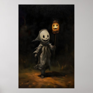Child Ghost Halloween Oil Painting, Dark Academia Poster
