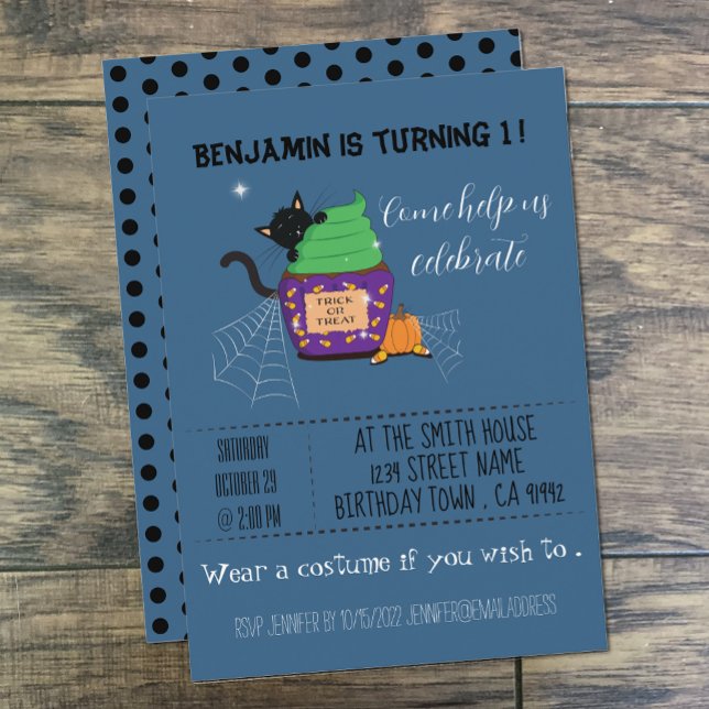  Child Halloween Blue Birthday Invitations  (Creator Uploaded)