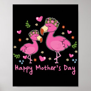 Child Happy Mothers Day Flamingo Bird Graphic Cute Poster