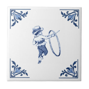 Child Hoop Game Kids Toy Delft Corner Blue & White Tile