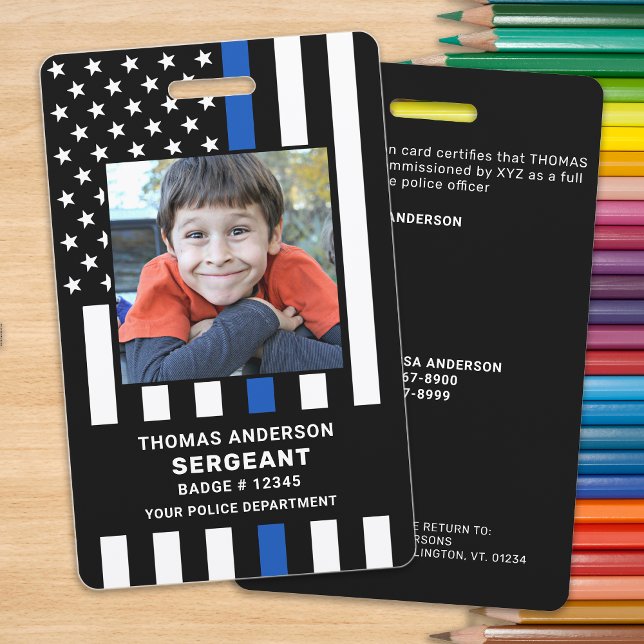 Child ID Custom Photo Police Officer Student  ID Badge (Creator Uploaded)