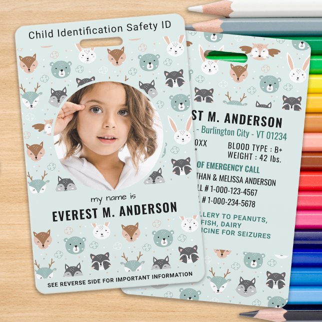 Child ID Emergency Identification Cute Kids Photo  ID Badge (Creator Uploaded)