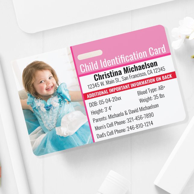 Child ID Photo Identification Emergency Allergy ID Badge (Creator Uploaded)