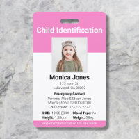 Child Identification Photo Soft Pink