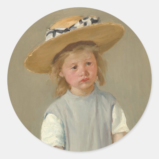Child in a Straw Hat | Mary Cassatt Classic Round Sticker (Front)