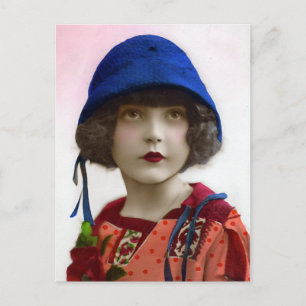 "Child in Blue Hat" Vintage Portrait Postcard