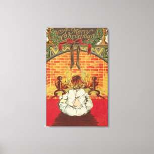 Child in Front of Fireplace Canvas Print