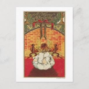 Child in Front of Fireplace Postcard