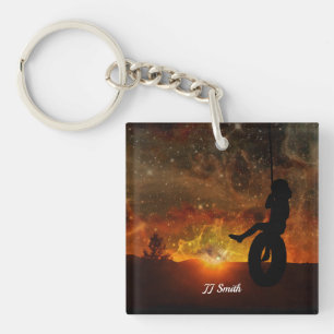 Child In Tire Swing Key Chain