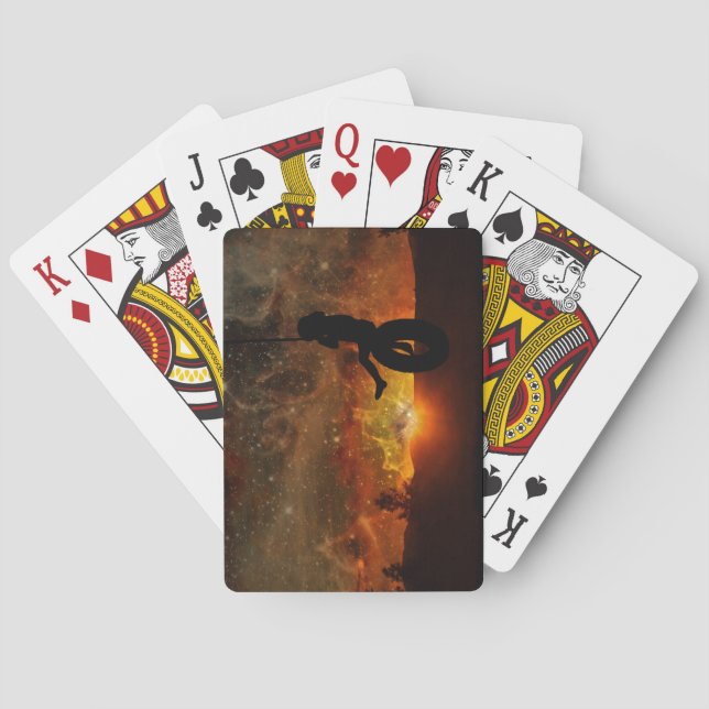 Child In Tire Swing Playing Cards (Back)