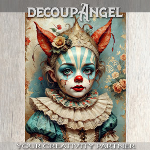 Child in Whimsical Dress - Decoupage - Tissue Paper