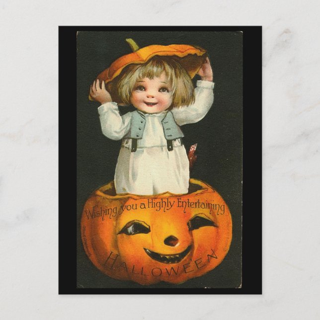 Child inside Pumpkin Postcard (Front)
