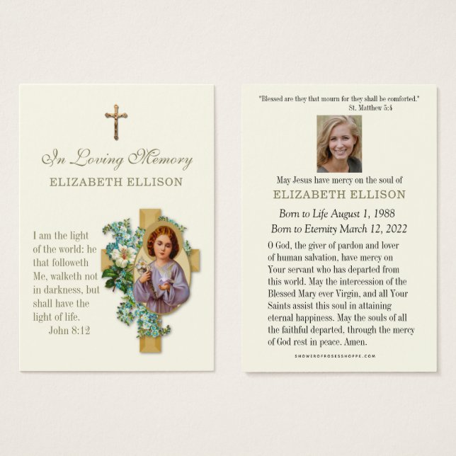 Child Jesus Scripture Funeral Prayer Card (Front & Back)