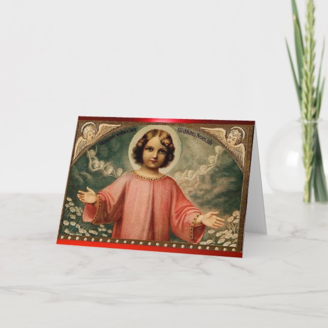 CHILD JESUS WITH ANGELS HOLIDAY CARD (Front)