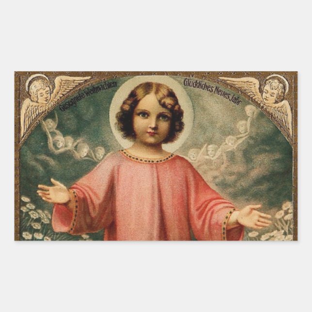 CHILD JESUS WITH ANGELS, RECTANGULAR STICKER (Front)