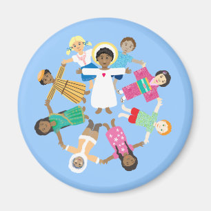 Child Jesus with circle of children of all nations Magnet