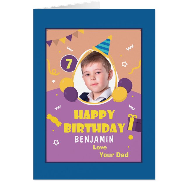 Child Kid Photo Happy Birthday Personalise Card (Front)