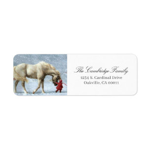 Child Leading A Horse In The Snow Holiday