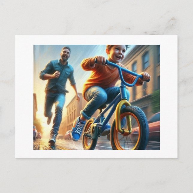 Child Learning to Bike, Postcard (Front)