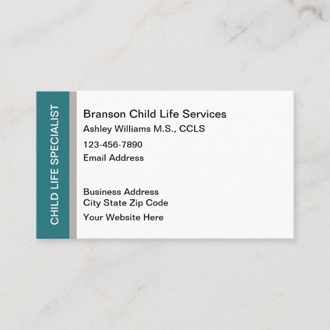 Child Life Specialist Editable Business Cards (Front)