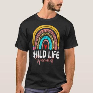 Child Life Specialist Leopard Rainbow Healthcare D T-Shirt