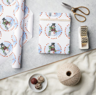 Child Name From Santa Snowman Candy Cane Wrapping Paper