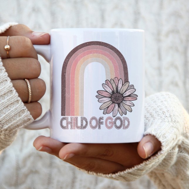 Child of God Christian Quote Faith Religious Retro Two-Tone Coffee Mug (Creator Uploaded)