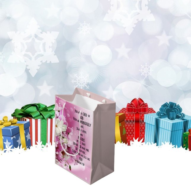 Child of God Floral Gift Bag Psalm 139 (Creator Uploaded)