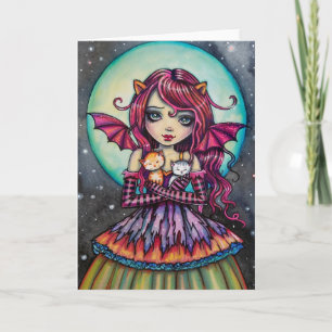 Child of Halloween #2 Cute Vampire and Cats Card