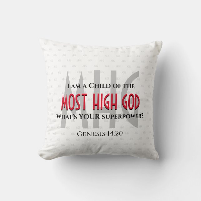 CHILD OF MOST HIGH GOD Superpower Throw Pillow (Front)