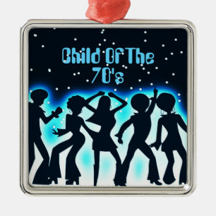 Child Of The 70's Teal Metal Tree Decoration