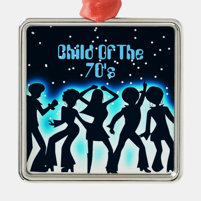 Child Of The 70's Teal Metal Tree Decoration (Front)