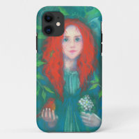 Child of the forest, fantasy art ginger girl green