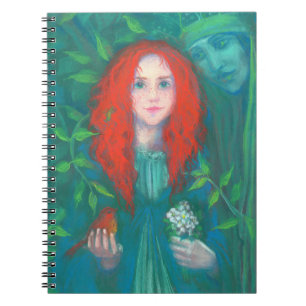 Child of the forest, red haired girl, green shades spiral notebook