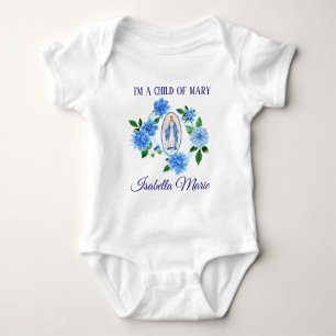 Child of Virgin Mary   Blue Dahlia Flowers Baby Bodysuit