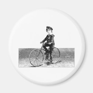 Child On Bike - Vintage Bicycle Illustration Magnet