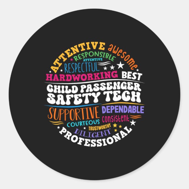 Child Penger Safety Technician  Classic Round Sticker (Front)