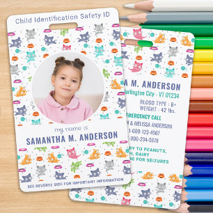 Child Photo Emergency ID Fun Kids Identification Badge