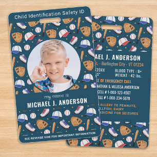 Child Photo Emergency ID Sport Kids Identification ID Badge