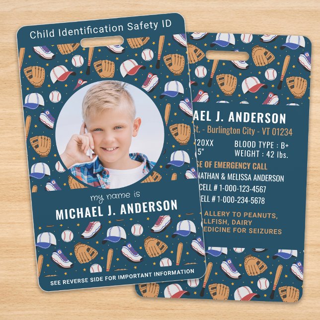 Child Photo Emergency ID Sport Kids Identification ID Badge (Creator Uploaded)