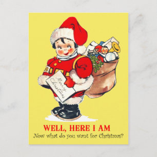 Child Playing Santa Holiday Postcard