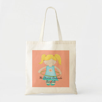 Child playing with a hula hoop tote bag