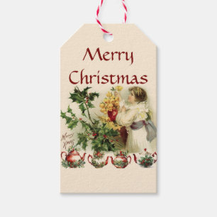 Child Praying for Christmas Teapots Vintage Gift Tags