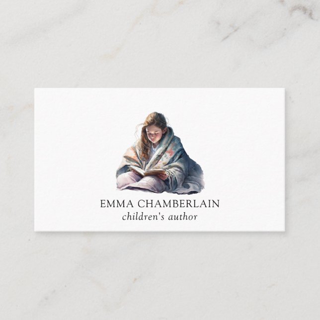 Child Reading A Book Children's Author Business Card (Front)