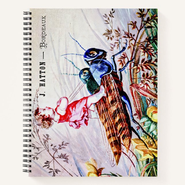 Child Riding Grasshoppers Notebook (Front)
