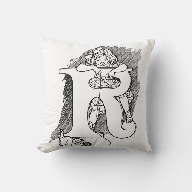 Child’s Capital Letter 'R' Monogram Cushion (Front)