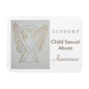 Child Sexual Abuse Awareness White Ribbon Magnet