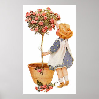 Child Tending Flowers Posters and Prints
