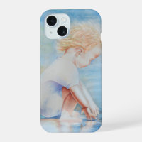 Child toddler on beach lakefront water scene