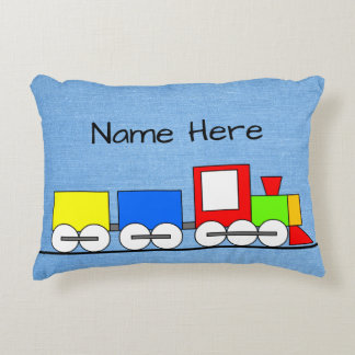 Child Toy Steam Train Cushion with Name